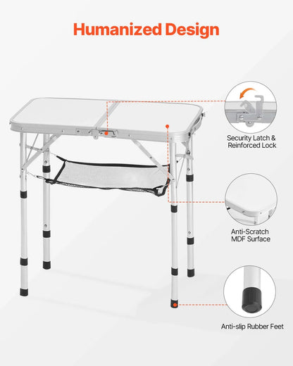 2ft Folding Portable Camping Table Aluminum Outdoor Table Adjustable Height - View 5