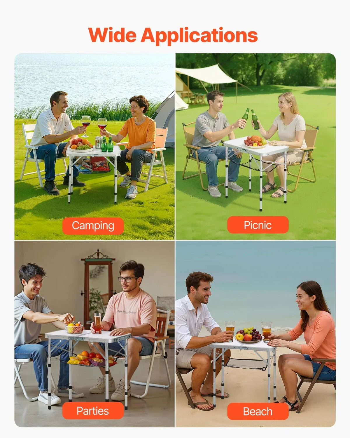 2ft Folding Portable Camping Table Aluminum Outdoor Table Adjustable Height - View 6