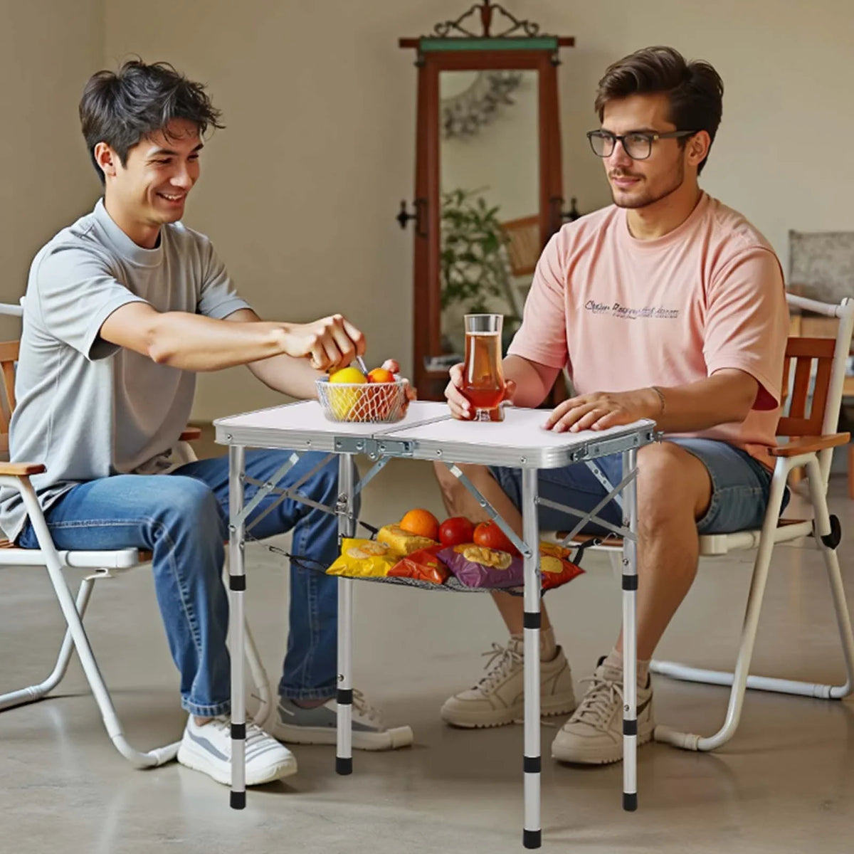 2ft Folding Portable Camping Table Aluminum Outdoor Table Adjustable Height - View 7