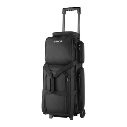 3 Ball Bowling Bag with Wheels Double Roller Bowling Bag with Shoe Compartment