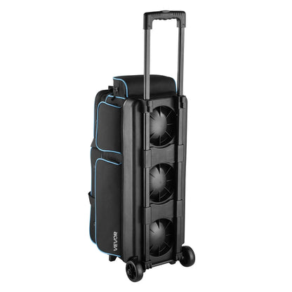3 Ball Bowling Bag with Wheels Double Roller Bowling Bag with Shoe Compartment - View 9