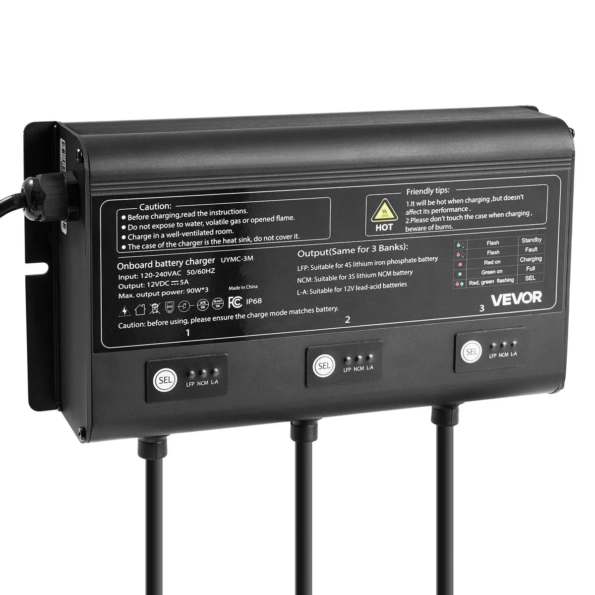 3-Bank 5A 12V Smart Marine Battery Charger Onboard IP68 Waterproof Boat RV Yacht