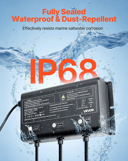 3-Bank 5A 12V Smart Marine Battery Charger Onboard IP68 Waterproof Boat RV Yacht - View 3