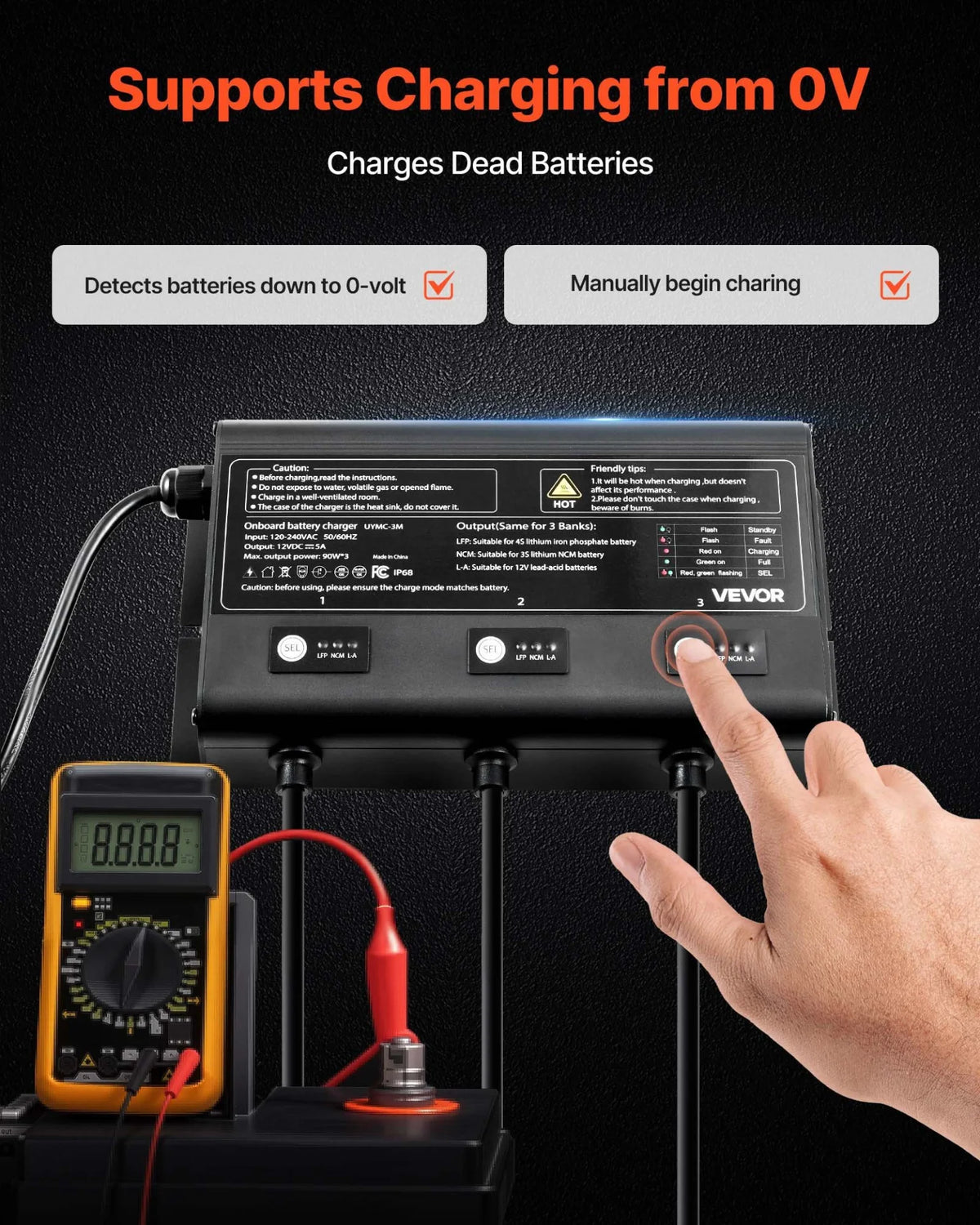 3-Bank 5A 12V Smart Marine Battery Charger Onboard IP68 Waterproof Boat RV Yacht - View 4