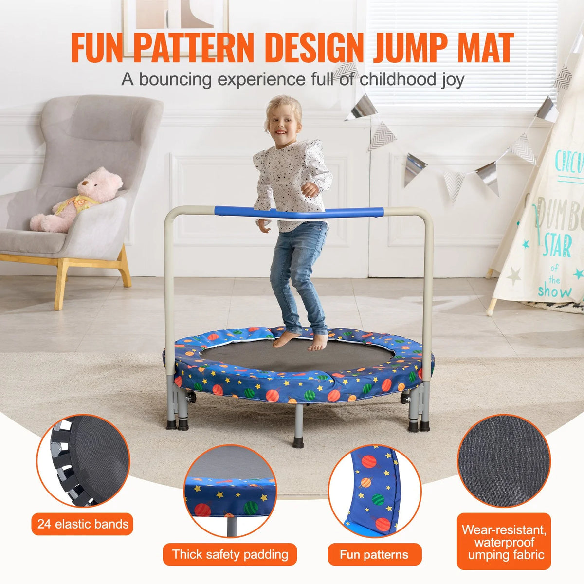 36" Trampoline for Kids Foldable Mini Toddler Trampoline Indoor Outdoor - View 3