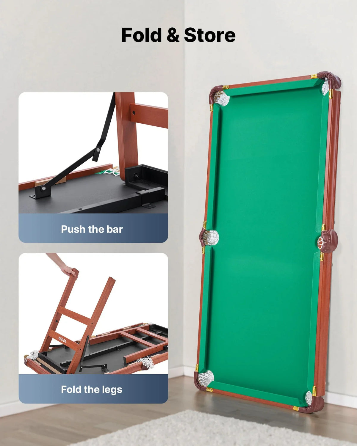 4.5 ft Folding Billiards Table Portable Foldable Pool Tables Game Set Bule Cloth - View 2