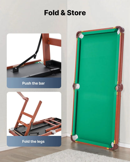 4.5 ft Folding Billiards Table Portable Foldable Pool Tables Game Set Bule Cloth - View 2
