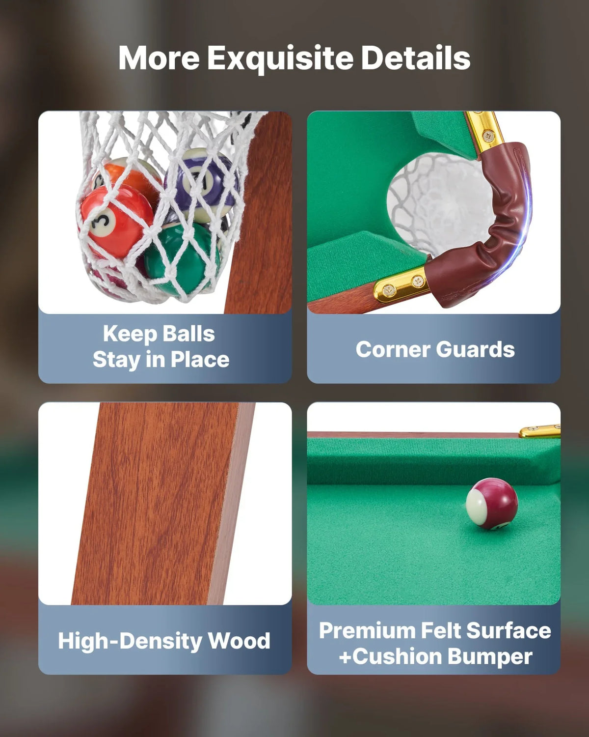 4.5 ft Folding Billiards Table Portable Foldable Pool Tables Game Set Bule Cloth - View 3