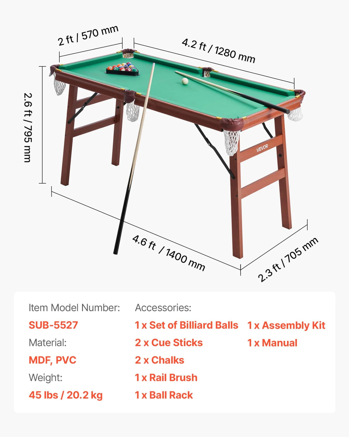 4.5 ft Folding Billiards Table Portable Foldable Pool Tables Game Set Bule Cloth - View 6
