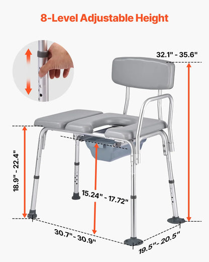 4-in-1 Bedside Commode Chair Raised Toilet Seat 500 lbs Adjustable Height - View 3