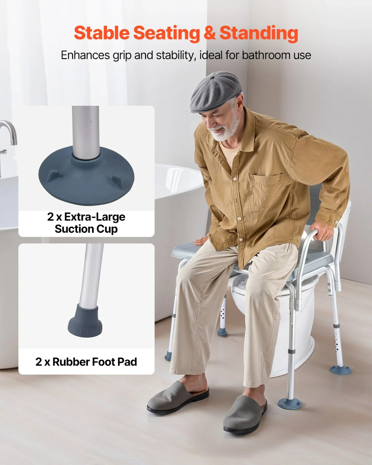 4-in-1 Bedside Commode Chair Raised Toilet Seat 500 lbs Adjustable Height - View 5