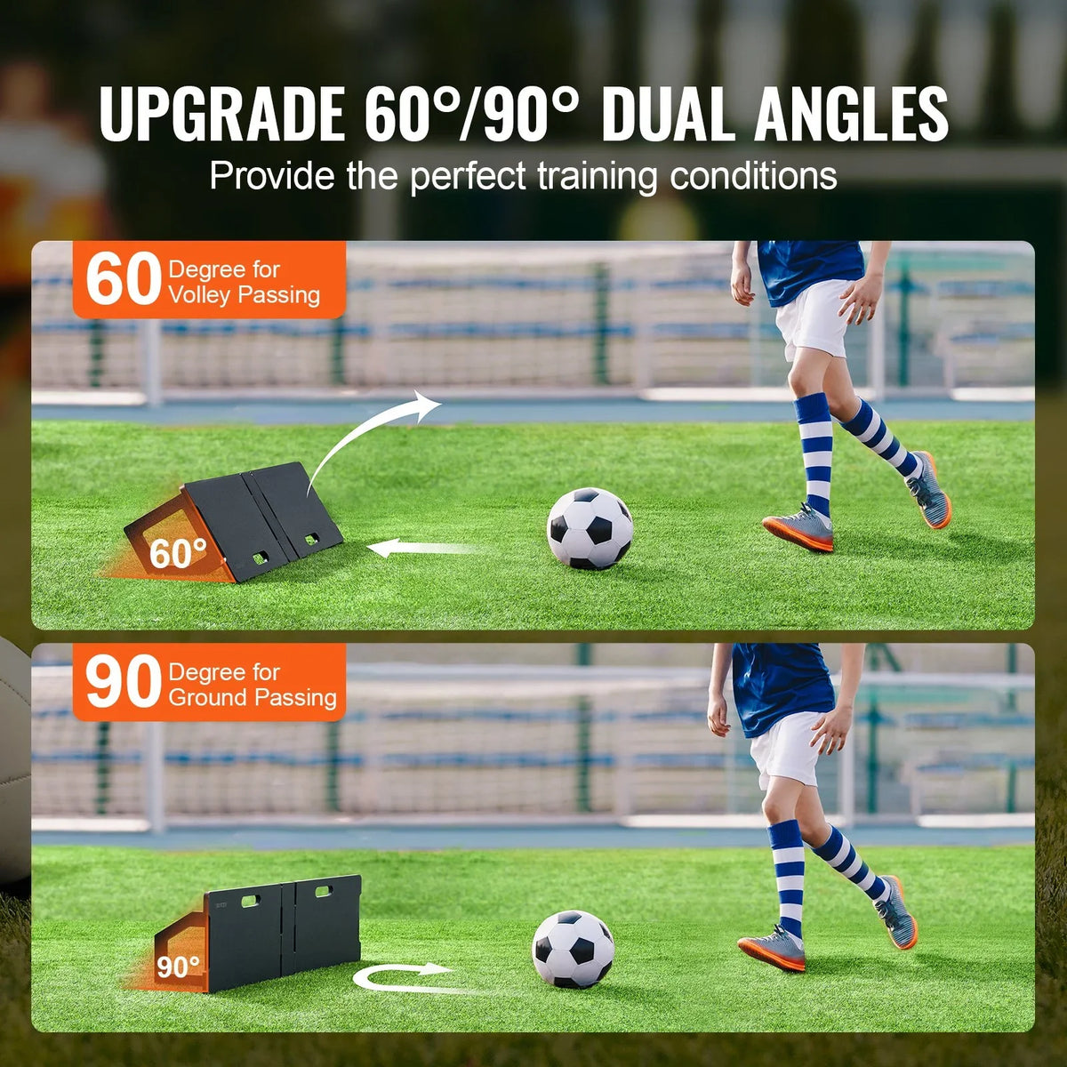 45"X13" Soccer Rebounder Board Portable Soccer Wall with 2 Angles Rebound - View 3