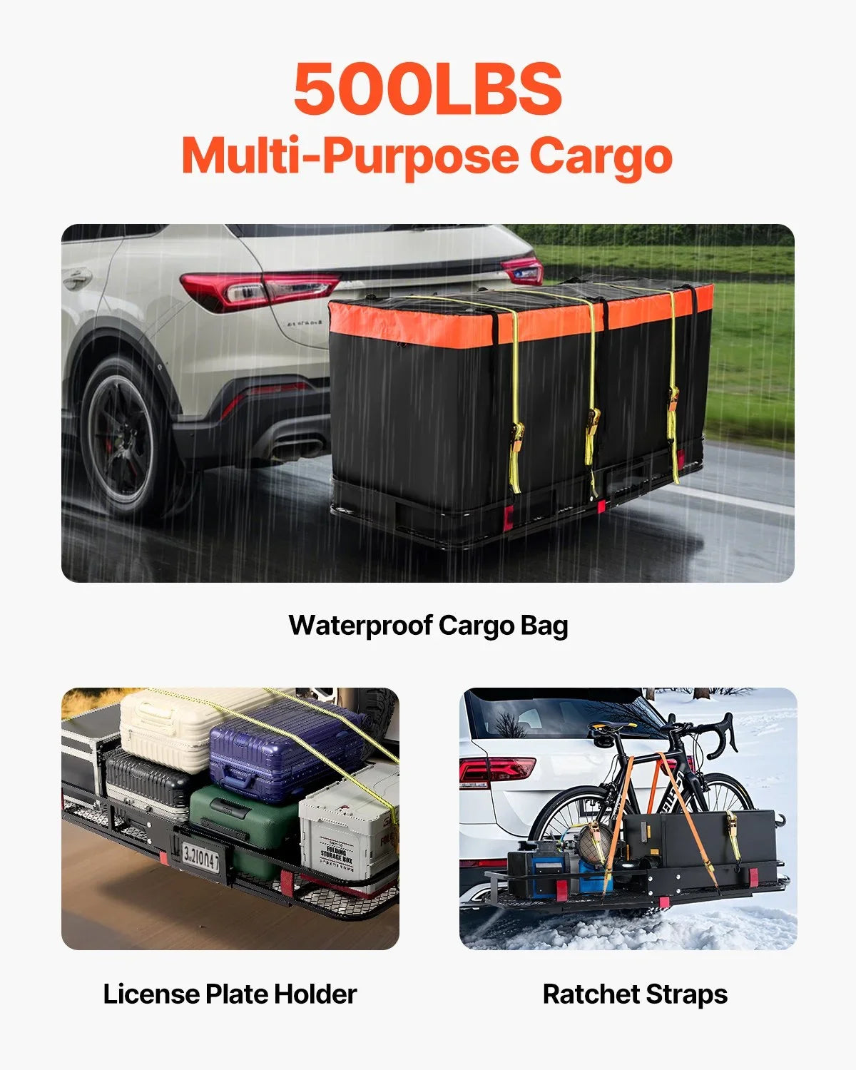 500 lbs Hitch Cargo Carrier Folding Hitch Cargo Carrier for 2" Receiver