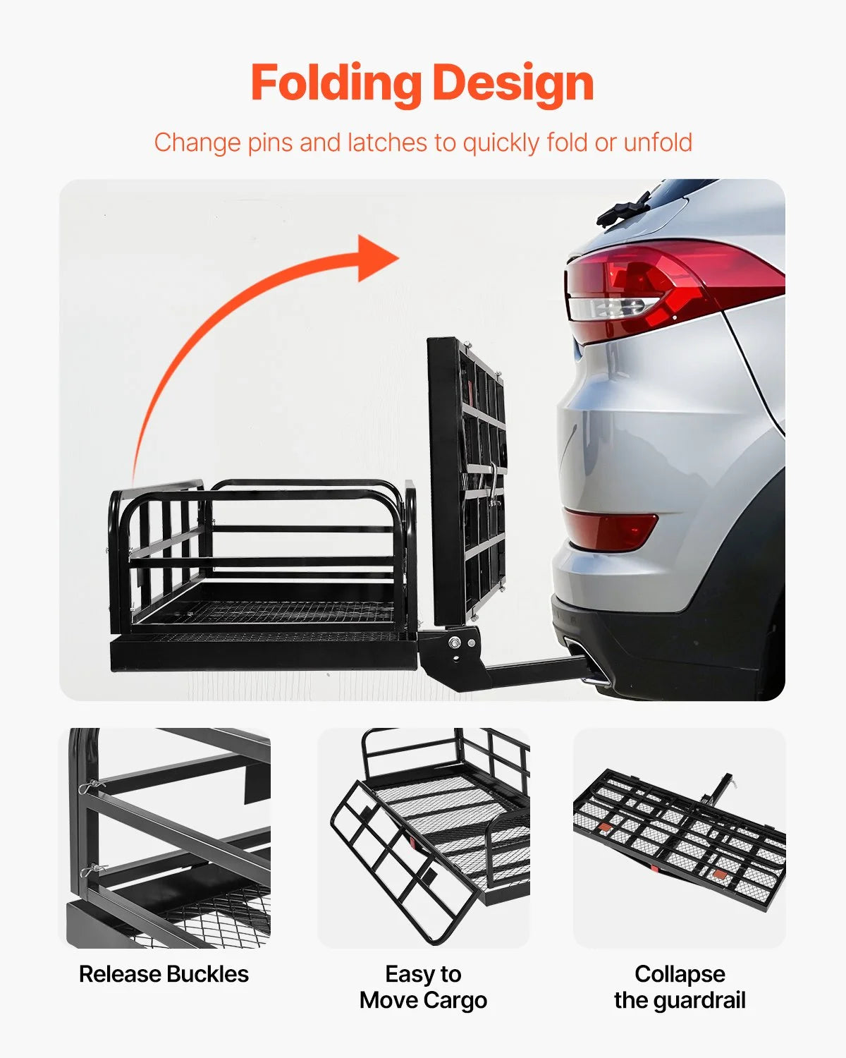 500 lbs Hitch Cargo Carrier Folding Hitch Cargo Carrier for 2" Receiver - View 4