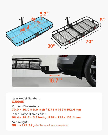 500 lbs Hitch Cargo Carrier Folding Hitch Cargo Carrier for 2" Receiver - View 6
