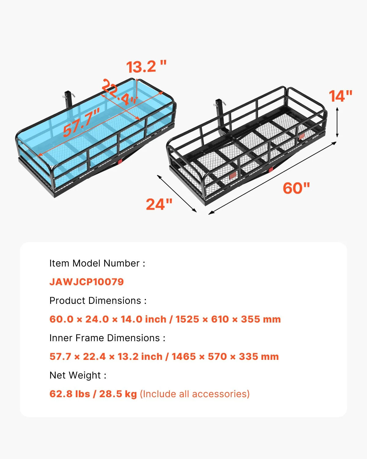 500 lbs Hitch Cargo Carrier Folding Hitch Cargo Carrier for 2" Receiver - View 7