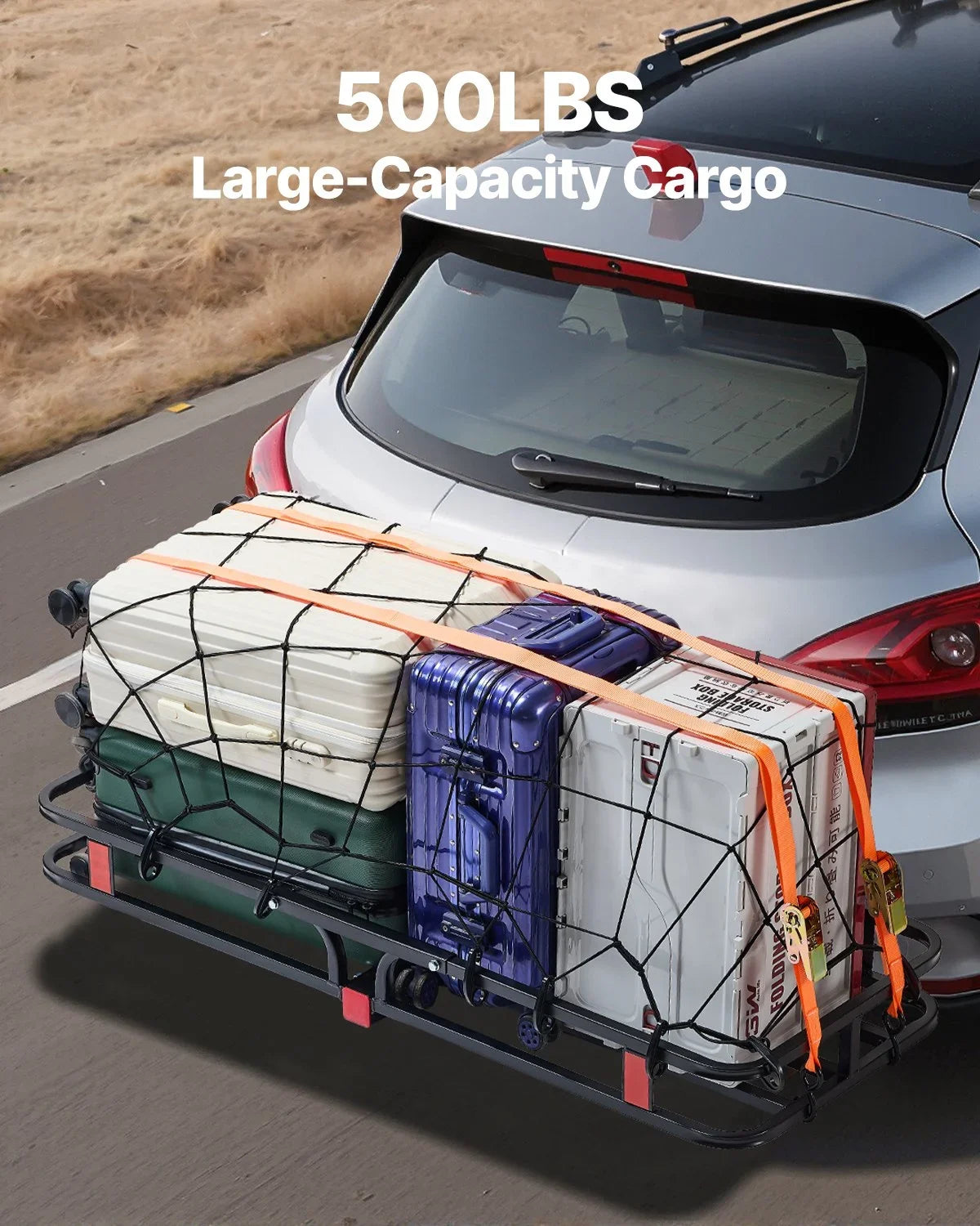 500 lbs Hitch Cargo Carrier Folding Hitch Cargo Carrier with Cargo Net - View 2