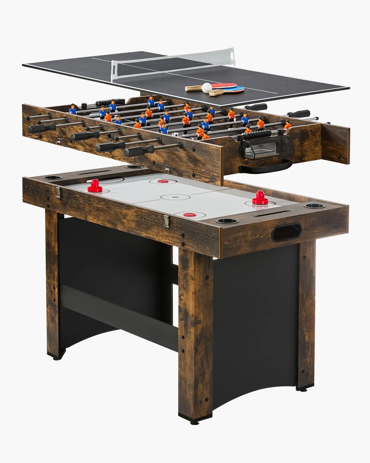 54" Air Hockey Table 3-in-1 Air Powered Combo Table Hockey Ping Pong Foosball