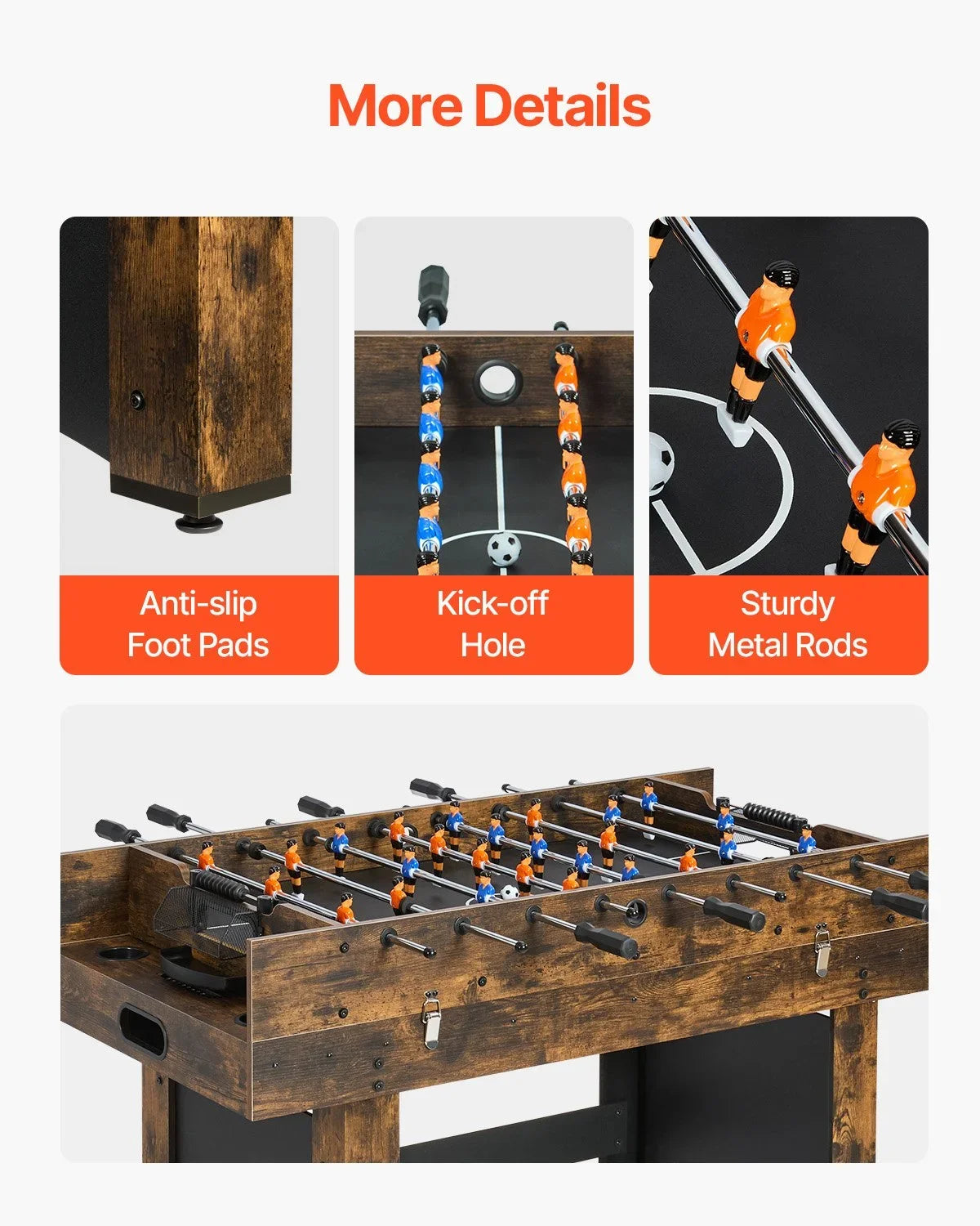 54" Air Hockey Table 3-in-1 Air Powered Combo Table Hockey Ping Pong Foosball - View 4