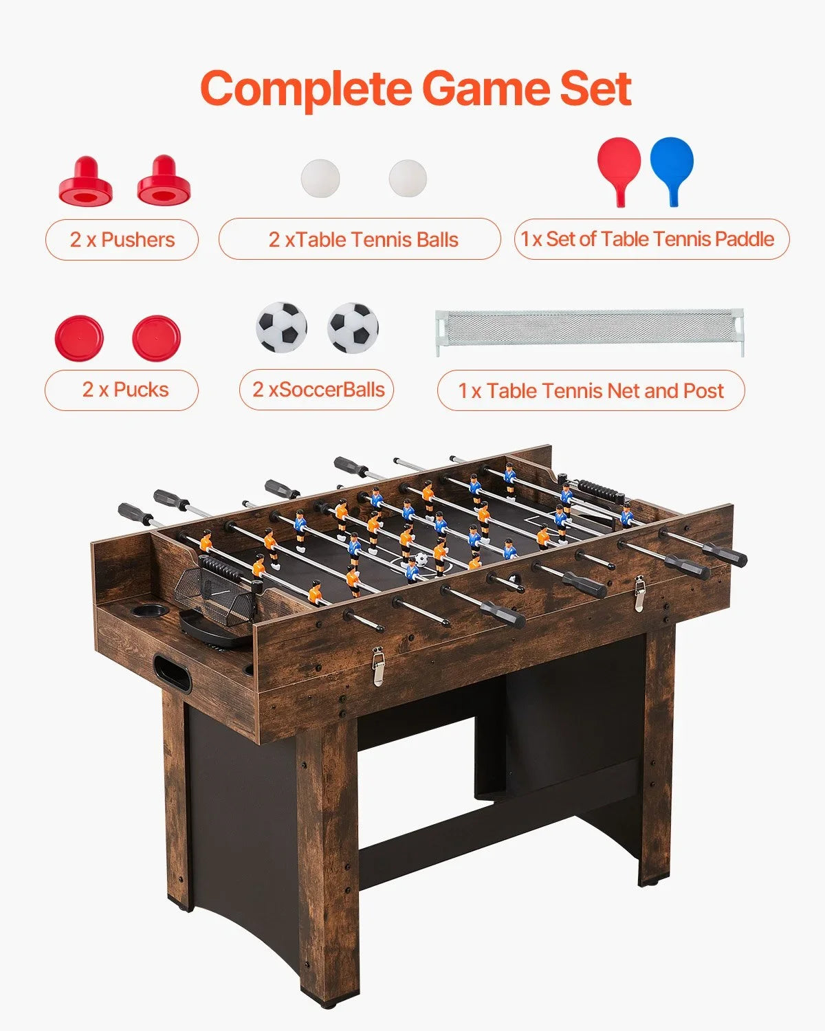 54" Air Hockey Table 3-in-1 Air Powered Combo Table Hockey Ping Pong Foosball - View 5