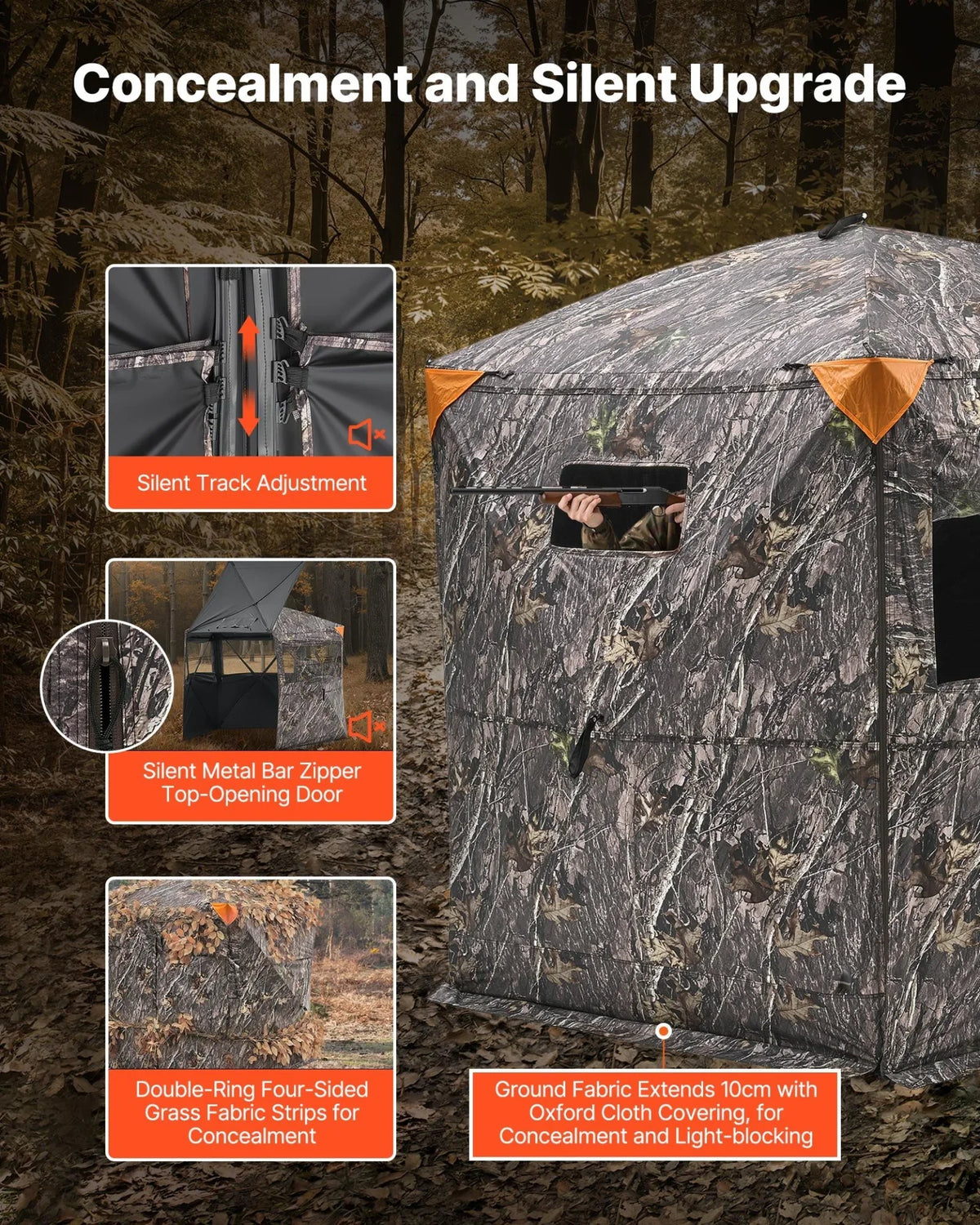 6-7 Person Portable Hunting Blind Ground Deer Duck Blind with Carrying Bag - View 2