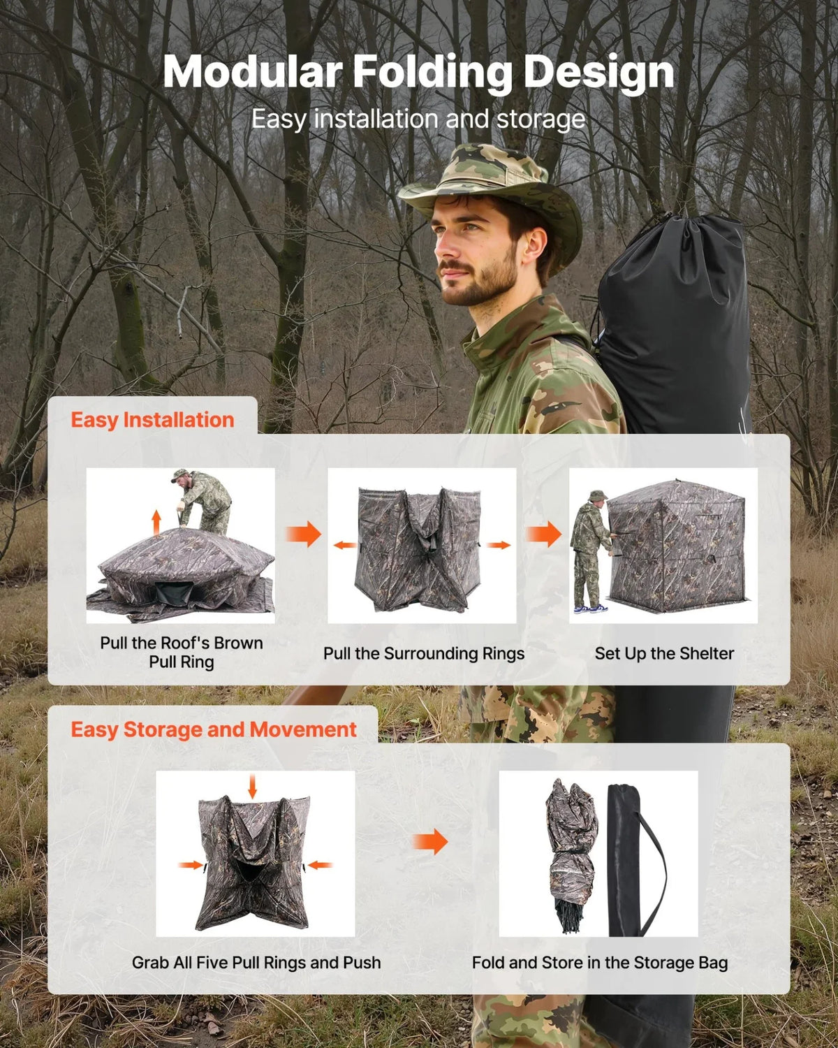 6-7 Person Portable Hunting Blind Ground Deer Duck Blind with Carrying Bag - View 5