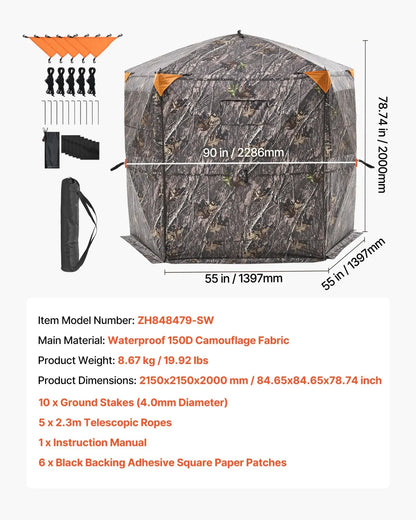 6-7 Person Portable Hunting Blind Ground Deer Duck Blind with Carrying Bag - View 6