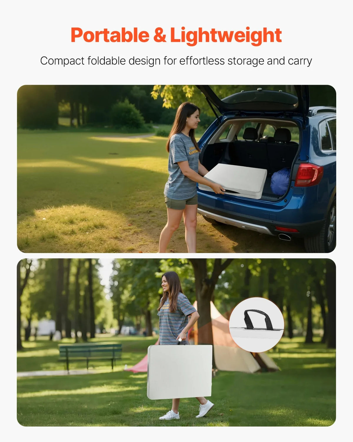 6 Ft Plastic Folding Table Portable Picnic Utility Table Handle Indoor Outdoor - View 3