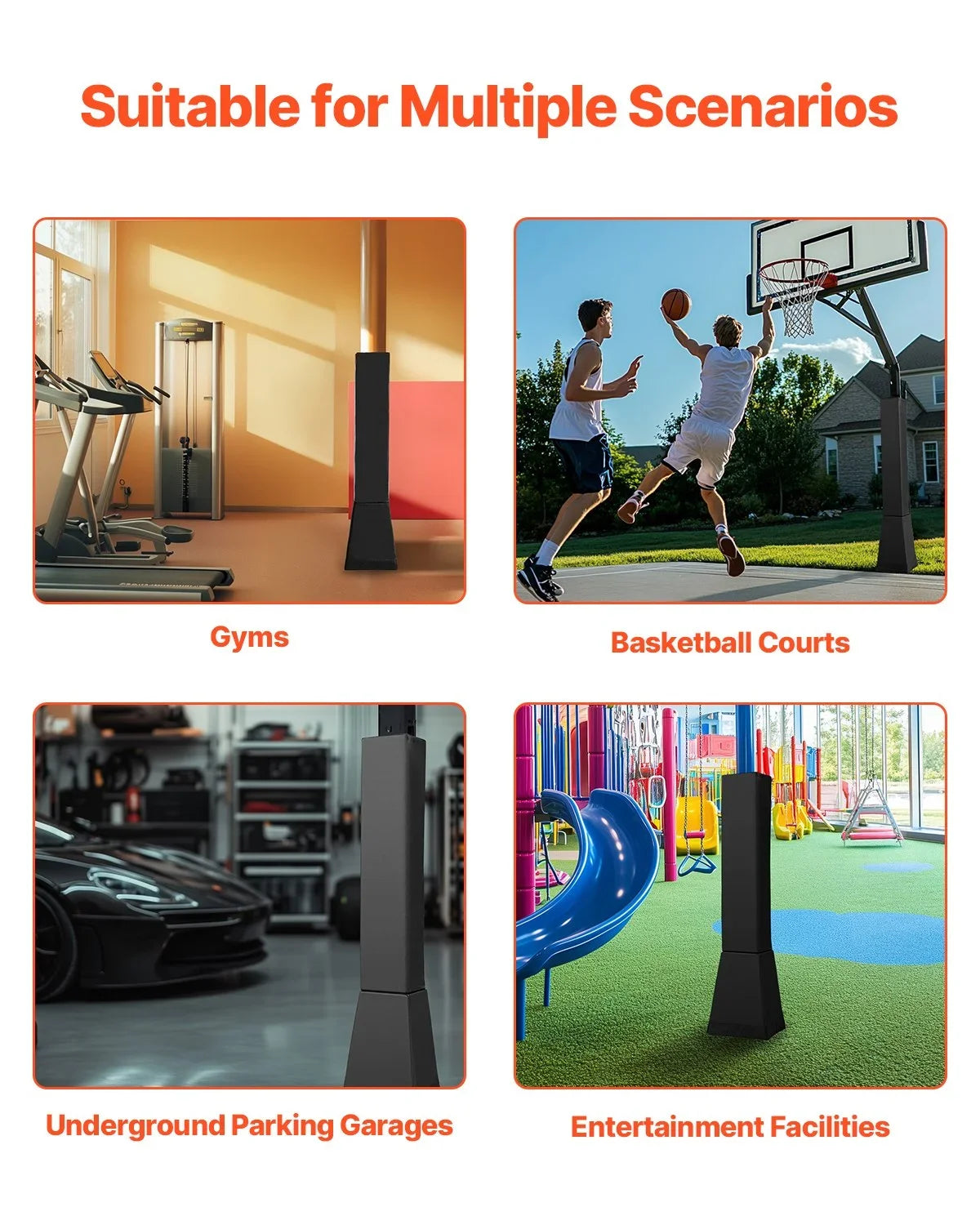 64" Tall Basketball Pole Pad All-weather Durable Padding for 7"x7" Square Pole - View 5
