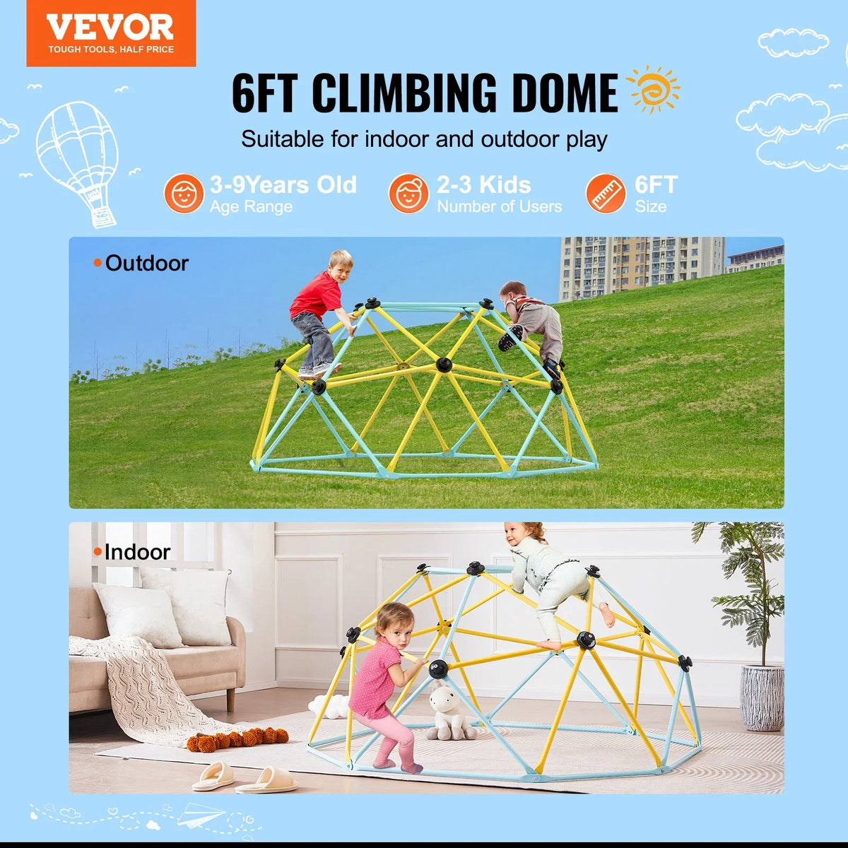 6FT Kids Climbing Dome, 600LBS Jungle Gym Play Center for Indoor & Outdoor Fun - View 2