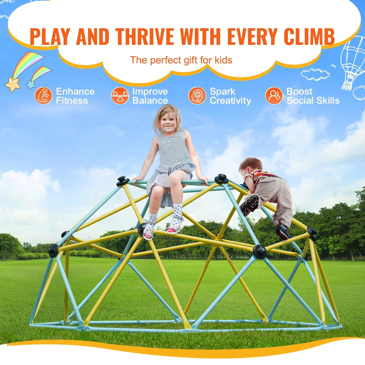 6FT Kids Climbing Dome, 600LBS Jungle Gym Play Center for Indoor & Outdoor Fun - View 3