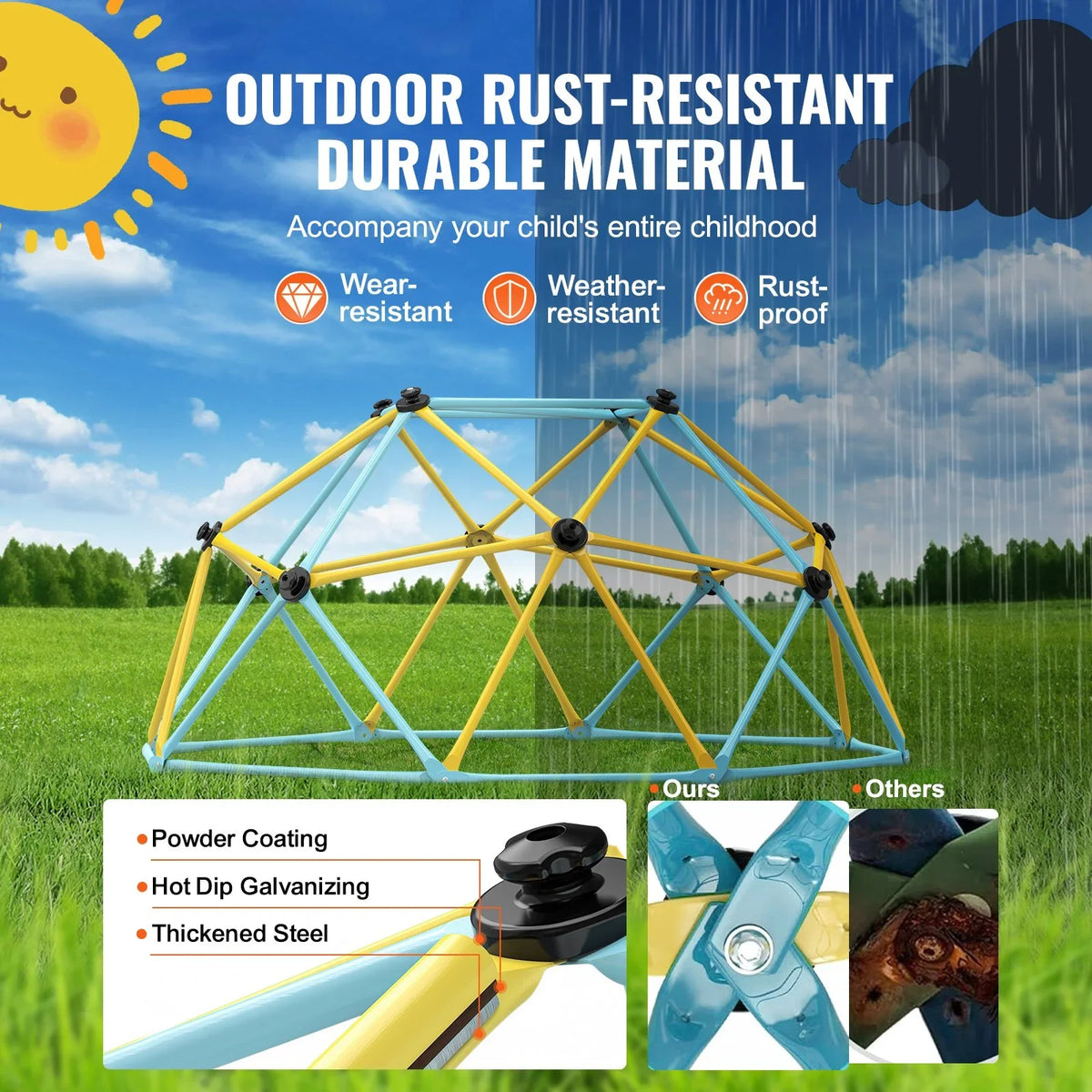 6FT Kids Climbing Dome, 600LBS Jungle Gym Play Center for Indoor & Outdoor Fun - View 6