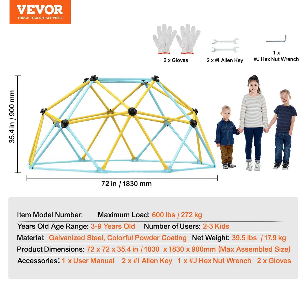 6FT Kids Climbing Dome, 600LBS Jungle Gym Play Center for Indoor & Outdoor Fun - View 7