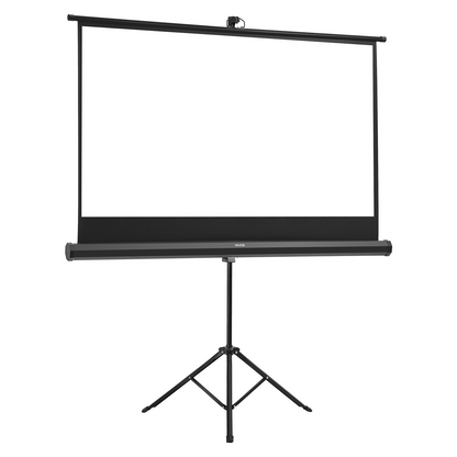 VEVOR portable projector screen on tripod stand, 60 inch with adjustable height and wrinkleless surface for indoor and outdoor use.