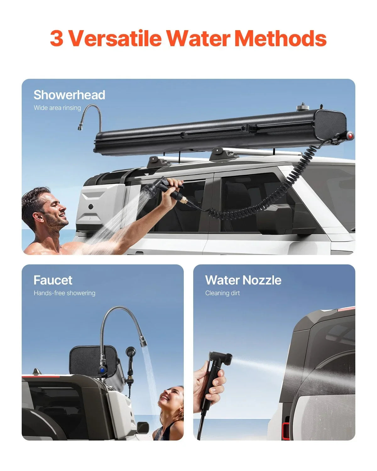 8 Gal Roof Rack Water Tank Portable Water Tank with Splash-Guard Panel