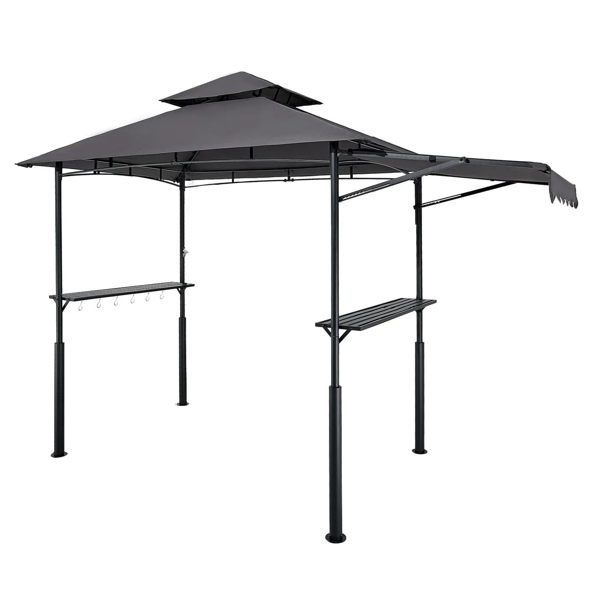 8'x5' Reinforced BBQ Grill Gazebo Canopy with Shelf & Awning Double-Tiered Top - View 10