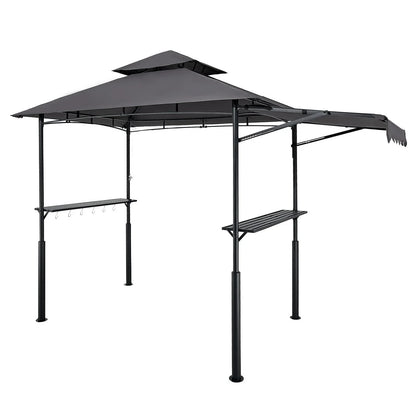 8'x5' Reinforced BBQ Grill Gazebo Canopy with Shelf & Awning Double-Tiered Top - View 10