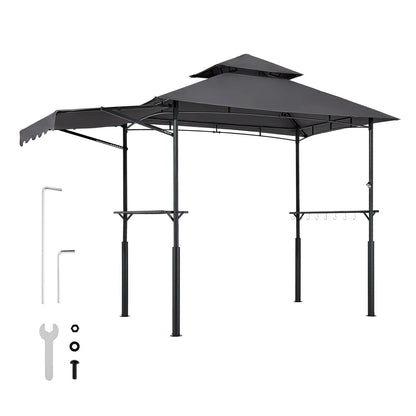 8'x5' Reinforced BBQ Grill Gazebo Canopy with Shelf & Awning Double-Tiered Top - View 8