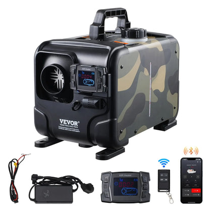 8KW Diesel Air Heater 12V/24V, Bluetooth App & Remote Control, Portable Fast Heating