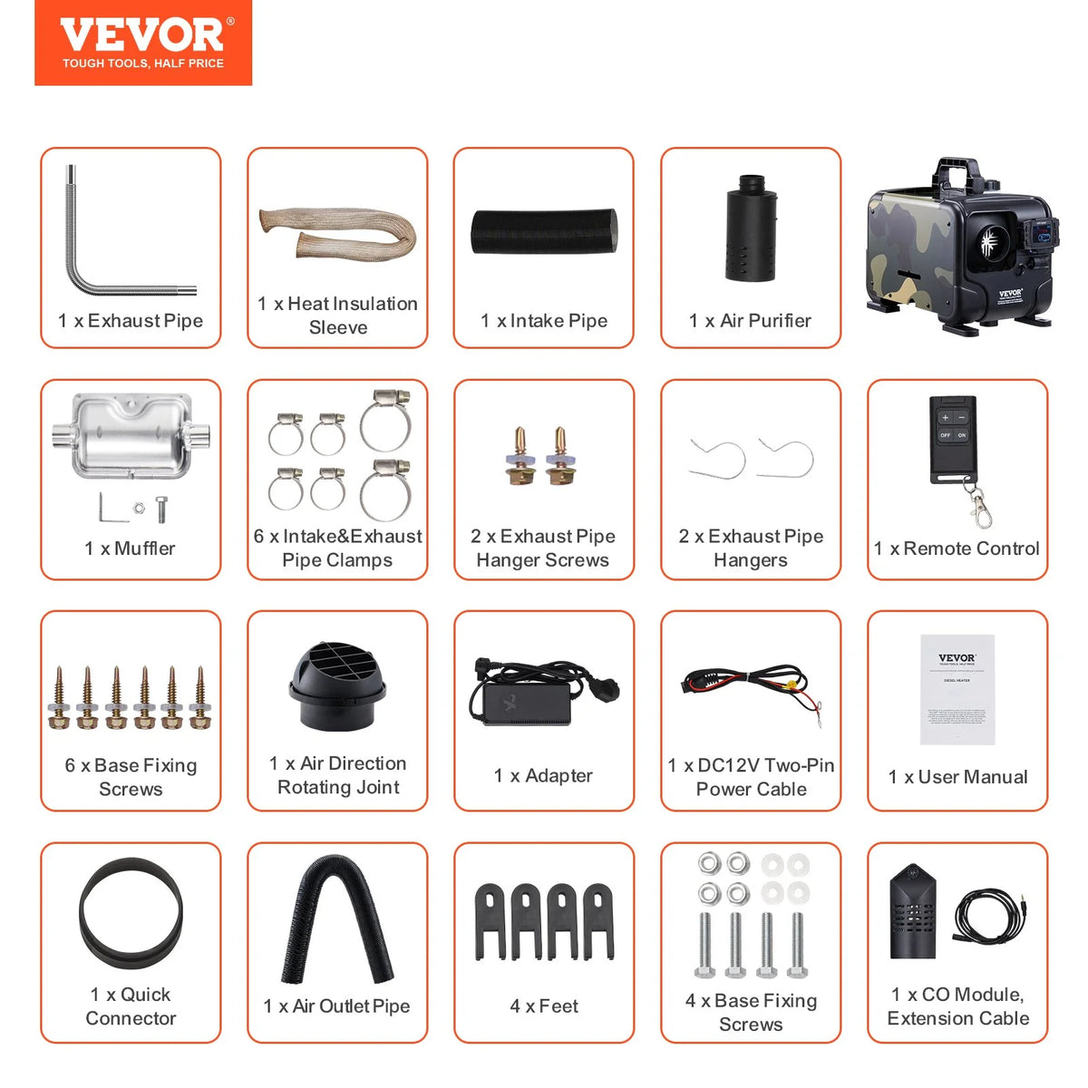 8KW Diesel Air Heater 12V/24V, Bluetooth App & Remote Control, Portable Fast Heating - View 7