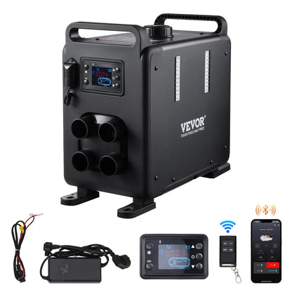 8KW Diesel Air Heater 12V/24V, Bluetooth App & Remote Control, Vertical Portable Heater