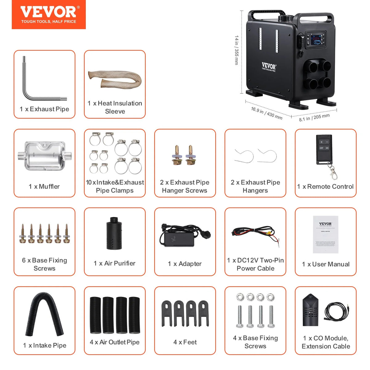 8KW Diesel Air Heater 12V/24V, Bluetooth App & Remote Control, Vertical Portable Heater - View 7