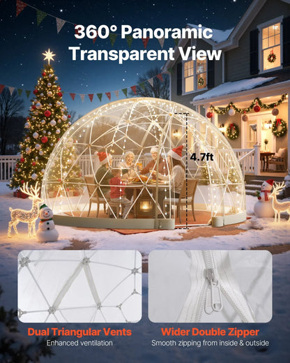 9.5x5.7 ft Garden Bubble Tent for 2-4 Person Outdoor Clear Geodesic Dome Window