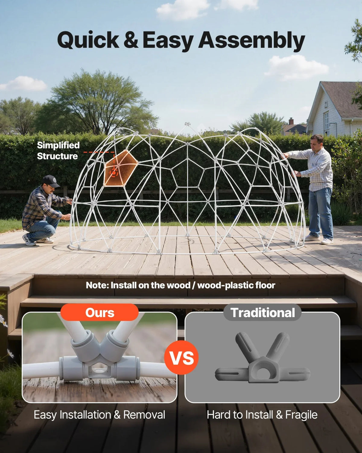 9.5x5.7 ft Garden Bubble Tent for 2-4 Person Outdoor Clear Geodesic Dome Window - View 5