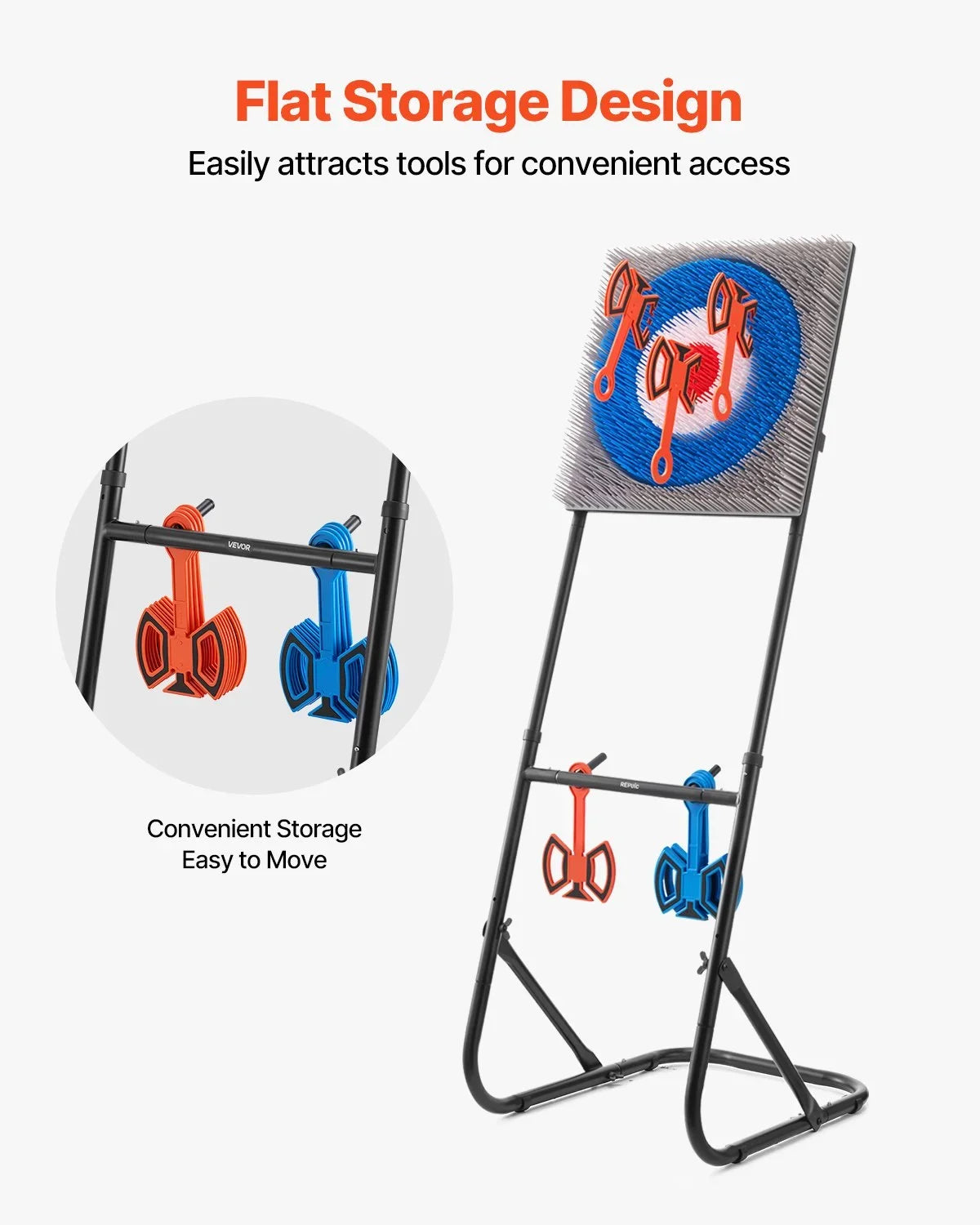 Axe Throwing Game Plastic Bristle Target with 8 Throwing Axes Set Steel Frame - View 5