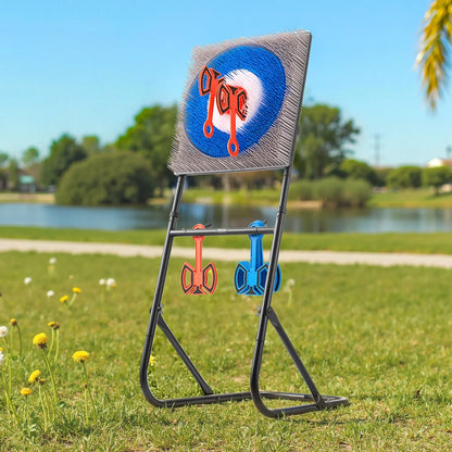 Axe Throwing Game Plastic Bristle Target with 8 Throwing Axes Set Steel Frame - View 7
