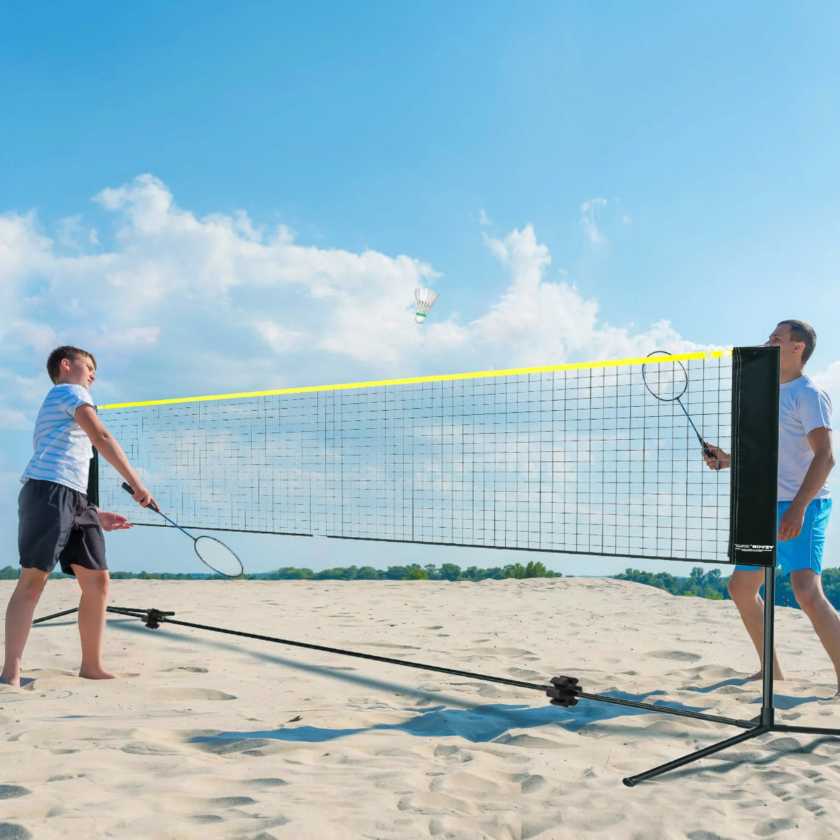 Badminton Net, Height Adjustable Volleyball Net, 17ft Wide Foldable Pickleball Net, Portable Easy Setup Tennis Net Set with Poles, Stand and Carry Bag, for Kids Backyard Game Indoor Outdoor Use - View 2