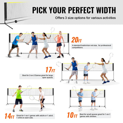 Badminton Net, Height Adjustable Volleyball Net, 17ft Wide Foldable Pickleball Net, Portable Easy Setup Tennis Net Set with Poles, Stand and Carry Bag, for Kids Backyard Game Indoor Outdoor Use - View 4