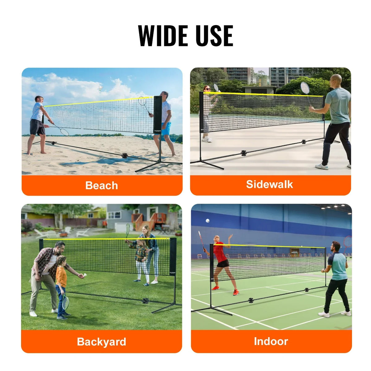 Badminton Net, Height Adjustable Volleyball Net, 17ft Wide Foldable Pickleball Net, Portable Easy Setup Tennis Net Set with Poles, Stand and Carry Bag, for Kids Backyard Game Indoor Outdoor Use - View 7