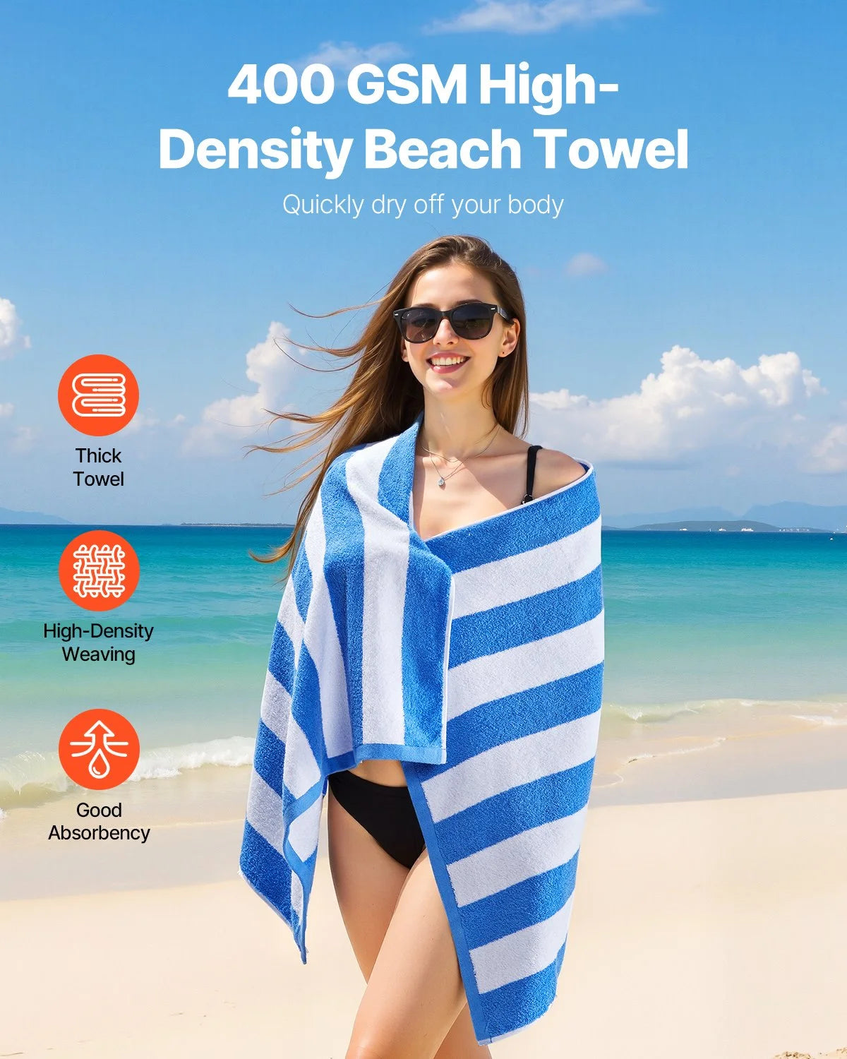Beach Towel 4 Pack Large Pool Towel 30 x 60 in 100% Cotton Swimming Towel